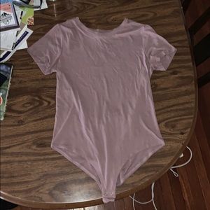 Gray/Purple t-shirt style bodysuit—M